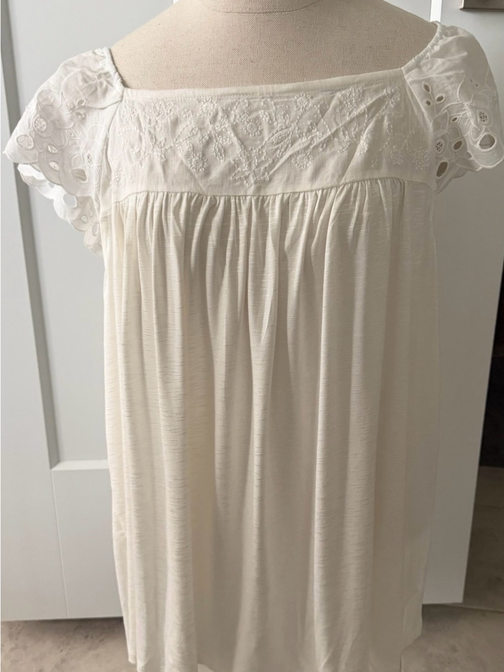 torrid Cream Embroidered Peasant Top